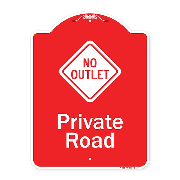Signmission Private Road With No Outlet Symbol Heavy-Gauge Aluminum Architectural Sign, 24" H, RW-1824-9773 A-DES-RW-1824-9773 - main